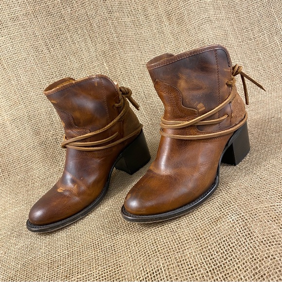 Freebird by Steven Shoes - Freebird Booties Ankle boots western harness distressed Chestnut Leather Women 7